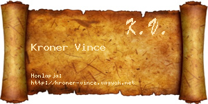 Kroner Vince névjegykártya